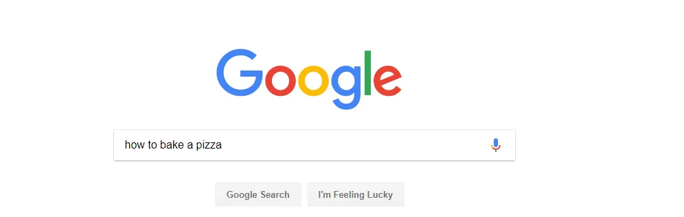 User typing a search query into Google search bar
