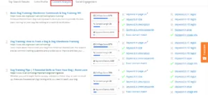 SEMScoop content analysis with on-page score and keyword density