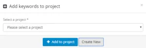 SEMScoop save dialog to create new project or add to existing project