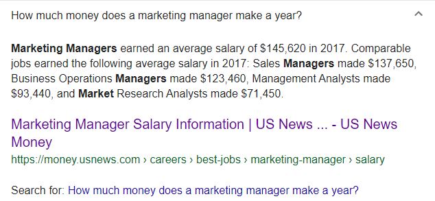 average salary of a marketing manager