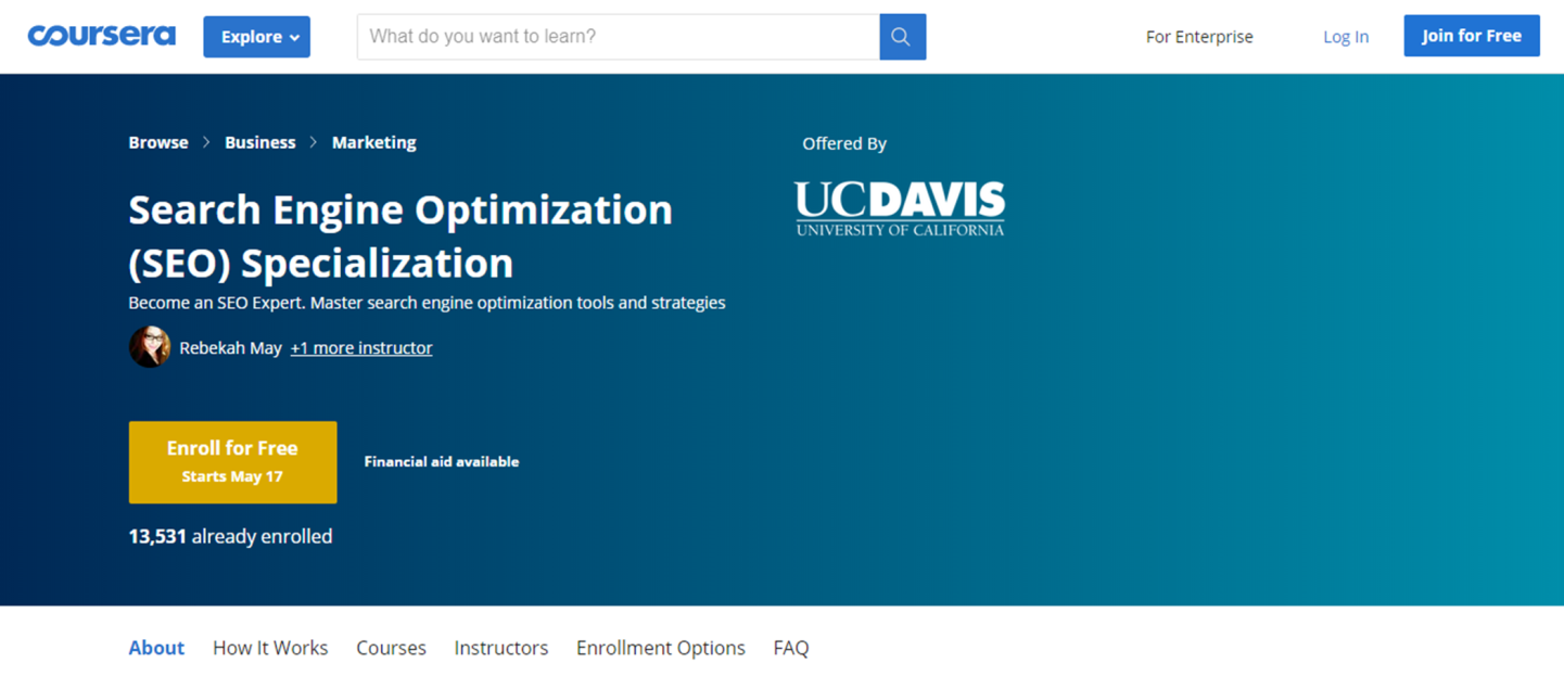 SEO Online Course - UCDAVIS